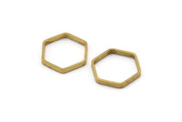 Brass Hexagon Charm, 50 Raw Brass Hexagon Ring Charms (16x0.8x2mm) BS 1182