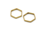 Brass Hexagon Charm, 50 Raw Brass Hexagon Ring Charms (16x0.8x2mm) BS 1182