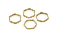 Brass Hexagon Charm, 50 Raw Brass Hexagon Ring Charms (16x0.8x2mm) BS 1182