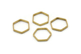 Brass Hexagon Charm, 50 Raw Brass Hexagon Ring Charms (16x0.8x2mm) BS 1182