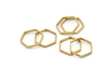 Brass Hexagon Charm, 25 Raw Brass Hexagon Ring Charms (18x0.8x2mm) BS 1185