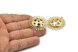 Brass Star Charm, 2 Raw Brass Star Charms With 1 Loop (34x33mm) N1576