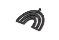 Black Charm, 2 Oxidized Black Brass, Black Pendants, Charm Pendants, Black U Shape Charms With 1 Loop (25x23x1.2mm) N1460