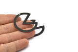 Black Circle Charm, 4 Textured Oxidized Black Brass Pizza Slice Pendants With 1 Hole, Findings (37x34x0.80mm) M188
