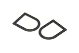 D Shape Rings - 6 Oxidized Black Brass D Shape Charms With 1 Hole, Pendants (35x28x0.80mm) M384