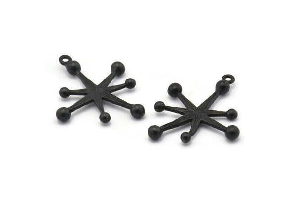 Black Boom Charm, 4 Oxidized Black Brass Boom Charms With 1 Loop (30x26x1mm) N1485 H1305