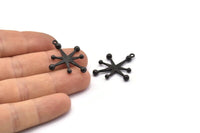 Black Boom Charm, 4 Oxidized Black Brass Boom Charms With 1 Loop (30x26x1mm) N1485 H1305
