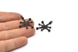 Black Boom Charm, 4 Oxidized Black Brass Boom Charms With 1 Loop (30x26x1mm) N1485 H1305