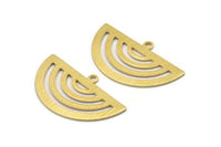 Pirinç Charm, 10 Ham Pirinç, Pirinç Kolye Uçları, Charm Kolye Uçları, 1 Döngülü Pirinç Yarım Daire Charmlar (32x19x0,80 mm) A2306