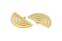 Brass Charm, 10 Raw Brass, Brass Pendants, Charm Pendants, Brass Semi Circle Charms With 1 Loop (32x19x0.80mm) A2306