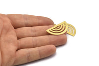 Pirinç Charm, 10 Ham Pirinç, Pirinç Kolye Uçları, Charm Kolye Uçları, 1 Döngülü Pirinç Yarım Daire Charmlar (32x19x0,80 mm) A2306