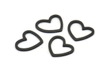 Black Heart Charm, 24 Oxidized Black Brass Heart Connectors, Findings (16x14x1mm) M686 S1213