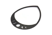 Black Drop Blank, 2 Oxidized Black Brass Moon Phases Blanks, Findings (45x36x0.80mm) M1006 H1311
