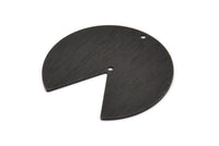 Black Circle Charm, 2 Textured Oxidized Black Brass Pizza Slice Pendants With 2 Holes, Findings (37x34x0.80mm) M207