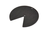 Black Circle Charm, 2 Textured Oxidized Black Brass Pizza Slice Pendants With 2 Holes, Findings (37x34x0.80mm) M207