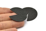 Black Circle Charm, 2 Textured Oxidized Black Brass Pizza Slice Pendants With 2 Holes, Findings (37x34x0.80mm) M207