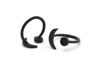 Black Ring Settings, 3 Oxidized Black Brass Moon And Planet Ring With 1 Stone Setting - Pad Size 5mm N0821 S1164