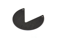 Black Circle Charm, 4 Textured Oxidized Black Brass Pizza Slice Pendants With 2 Holes, Blanks, Connectors (30x26x0.80mm) M185