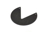 Black Circle Charm, 4 Textured Oxidized Black Brass Pizza Slice Pendants With 2 Holes, Blanks, Connectors (30x26x0.80mm) M185