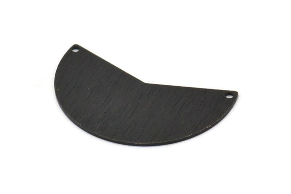Black Moon Charm, 2 Textured Oxidized Black Brass Moon Charms With 2 Holes, Blanks (38x18x0.80mm) M240