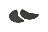 Black Moon Charm, 2 Textured Oxidized Black Brass Moon Charms With 2 Holes, Blanks (38x18x0.80mm) M240