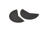 Black Moon Charm, 2 Textured Oxidized Black Brass Moon Charms With 2 Holes, Blanks (38x18x0.80mm) M240