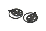 Moon And Star, 4 Oxidized Black Brass Moon And Star Charms With 1 Loop, Findings (25x0.80mm) M480 H0956