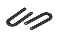 Black U Shaped Charm, 12 Textured Oxidized Black Brass U Shaped Charms With 3 Holes, Connectors, Blanks (30x13x0.80mm) M259 S1214