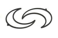 Black Moon Charm, 4 Oxidized Black Brass Crescent Moon Charms With 1 Loop And 2 Holes (50x17x0.90mm) M845 S1185