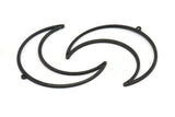 Black Moon Charm, 4 Oxidized Black Brass Crescent Moon Charms With 1 Loop And 2 Holes (50x17x0.90mm) M845 S1185