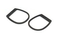 Black D Shaped Charm, 20 Oxidized Black Brass D Shaped Charms With 1 Hole, D Shape Rings (25x22x0.80mm) M451 S1183
