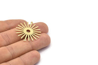 Brass Sun Charm, 10 Raw Brass Sun Charms With 2 Loops, Connectors (33x30x0.80mm) M02231