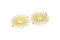 Brass Sun Charm, 10 Textured Raw Brass Sun Charms With 2 Loops, Connectors (33x30x0.80mm) M02232