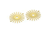 Brass Sun Charm, 10 Textured Raw Brass Sun Charms With 2 Loops, Connectors (33x30x0.80mm) M02232