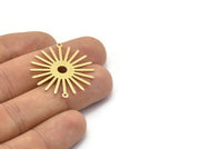 Brass Sun Charm, 10 Textured Raw Brass Sun Charms With 2 Loops, Connectors (33x30x0.80mm) M02232