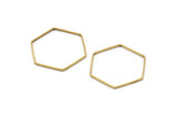 Hexagon Ring Charm, 50 Raw Brass Hexagon Shaped Ring Charms (25x0.6x0.9mm) BS 1206