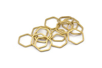 Hexagon Ring Charm, 50 Raw Brass Hexagon Rings (14x1mm) BS 1222