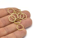 Hexagon Ring Charm, 50 Raw Brass Hexagon Shaped Ring Charms (12x1mm) Bs 1221