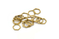 Raw Brass Hexagon, 50 Raw Brass Hexagon Ring Charms (10x1mm) Bs 1220