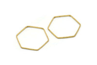 Hexagon Ring Charm, 50 Raw Brass Hexagon Shaped Ring Charms (22x0.6x1mm) Bs 1205
