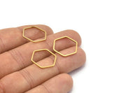 Brass Open Hexagon, 50 Raw Brass Hexagon Ring Charms (18x1mm) Bs 1224