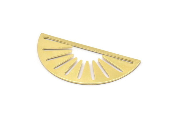 Brass Sun Blank, 6 Raw Brass Semi Circle Blanks (36x17x0.6mm) M02071
