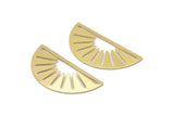 Brass Sun Blank, 6 Raw Brass Semi Circle Blanks (36x17x0.6mm) M02071