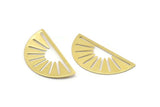 Brass Sun Blank, 6 Raw Brass Semi Circle Blanks (36x17x0.6mm) M02071