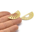 Brass Sun Blank, 6 Raw Brass Semi Circle Blanks (36x17x0.6mm) M02071