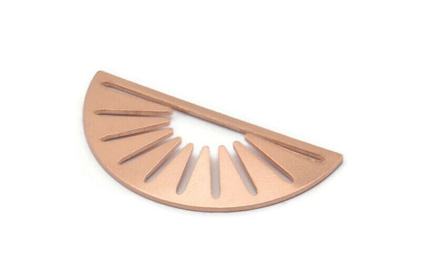 Copper Sun Blank, 6 Raw Copper Semi Circle Blanks (36x17x0.6mm) M02077