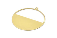 Brass Circle Charm, 4 Raw Brass Circle Charms With 1 Loop, Pendants, Earrings, Findings (41x38x0.6mm) M02055