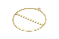 Brass Circle Charm, 4 Raw Brass Circle Charms With 1 Loop, Pendants, Earrings, Findings (41x38x0.6mm) M02063