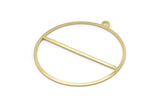 Brass Circle Charm, 4 Raw Brass Circle Charms With 1 Loop, Pendants, Earrings, Findings (41x38x0.6mm) M02063