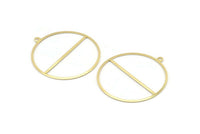 Brass Circle Charm, 4 Raw Brass Circle Charms With 1 Loop, Pendants, Earrings, Findings (41x38x0.6mm) M02063